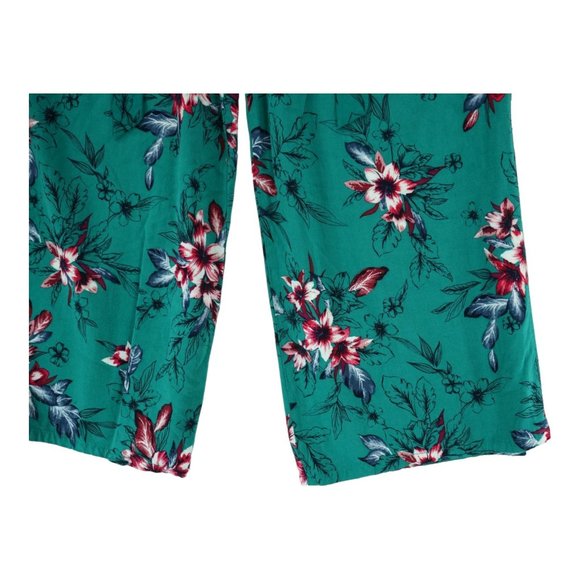 Candie's Pants Womens Size S Green Floral Loose Leg Cropped Fit 100% Rayon - Picture 4 of 5